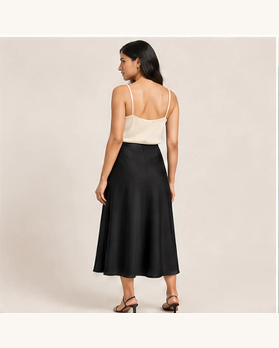 After Dark Bias Midi Skirt: three-quarter styling view