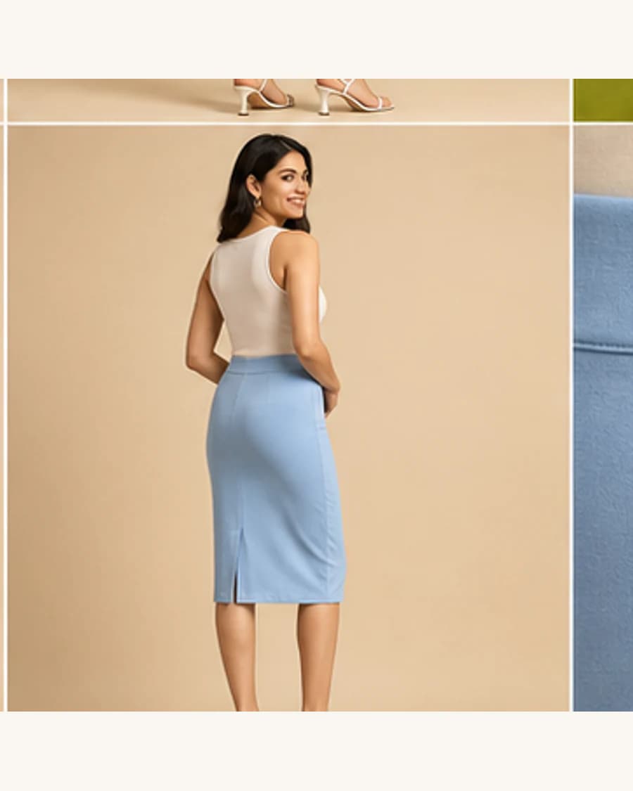 After Dark Column Skirt: three-quarter styling view