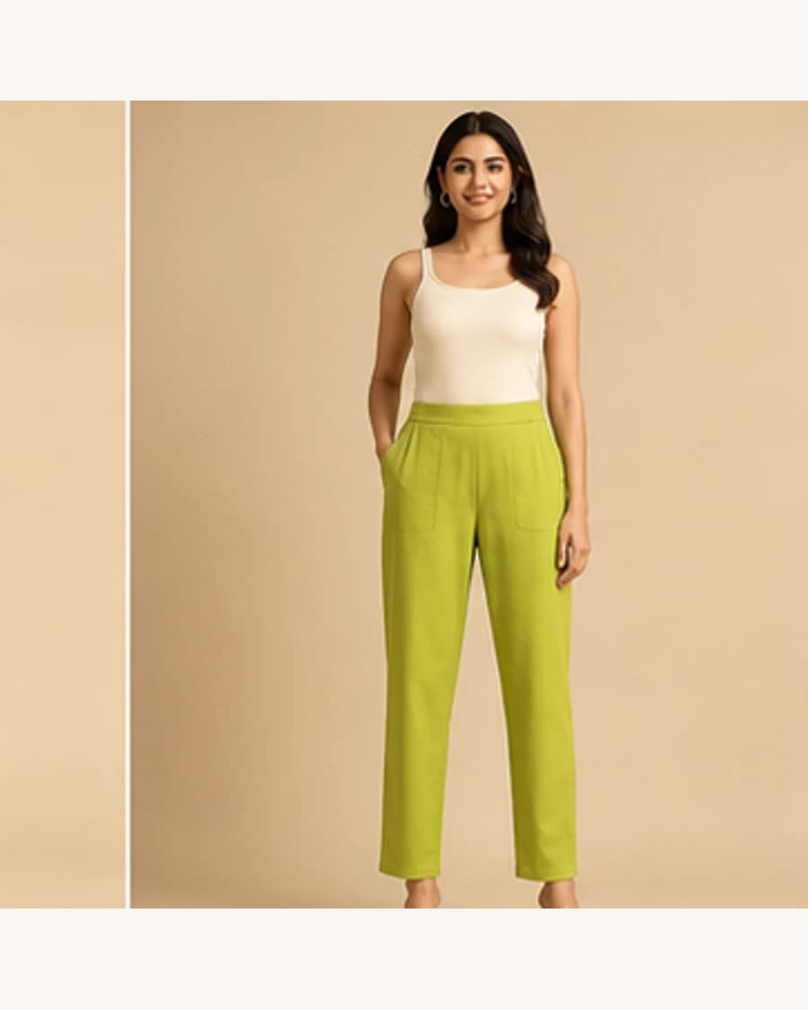 After Dark Pull On Pant: front styling view on an adult Indian model