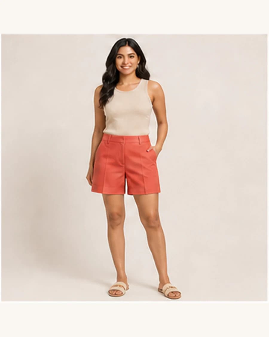 After Dark Tailored Short: front styling view on an adult Indian model