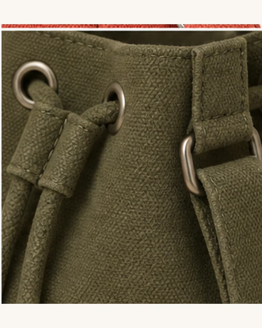 Canvas Bucket Bag: close-up detail view