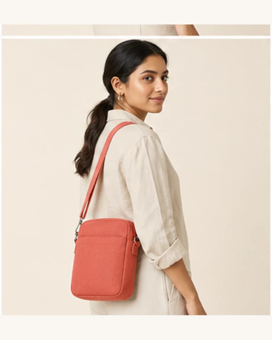 Canvas Crossbody Bag: three-quarter styling view