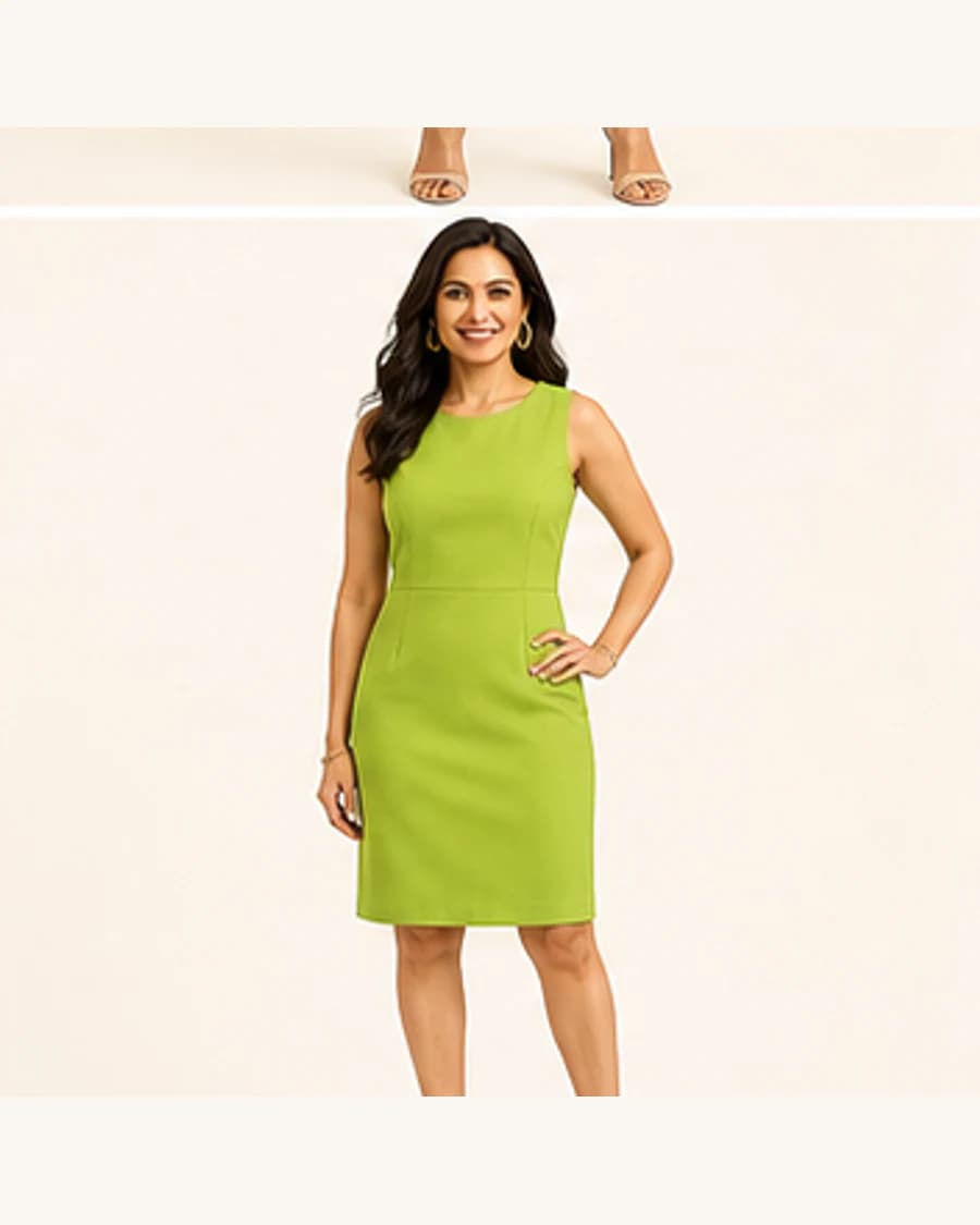 City Shift Dress: front styling view on an adult Indian model