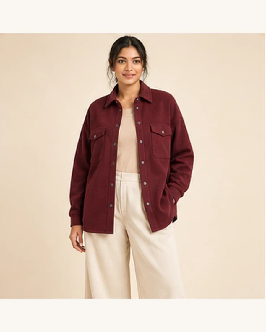 Citylight Boxy Overshirt: front styling view on an adult Indian model