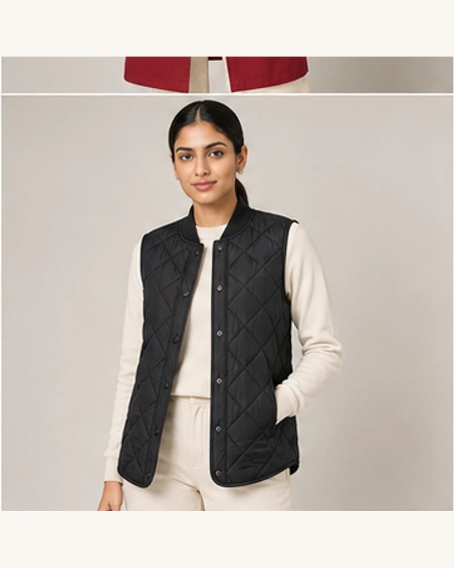 Citylight Quilted Vest: front styling view on an adult Indian model