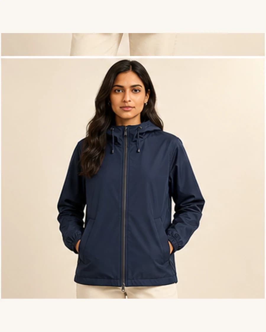 Citylight Rain Shell: front styling view on an adult Indian model