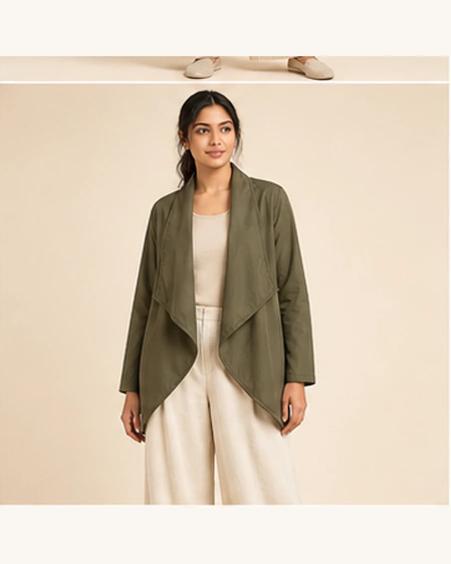 Citylight Shawl Layer: front styling view on an adult Indian model