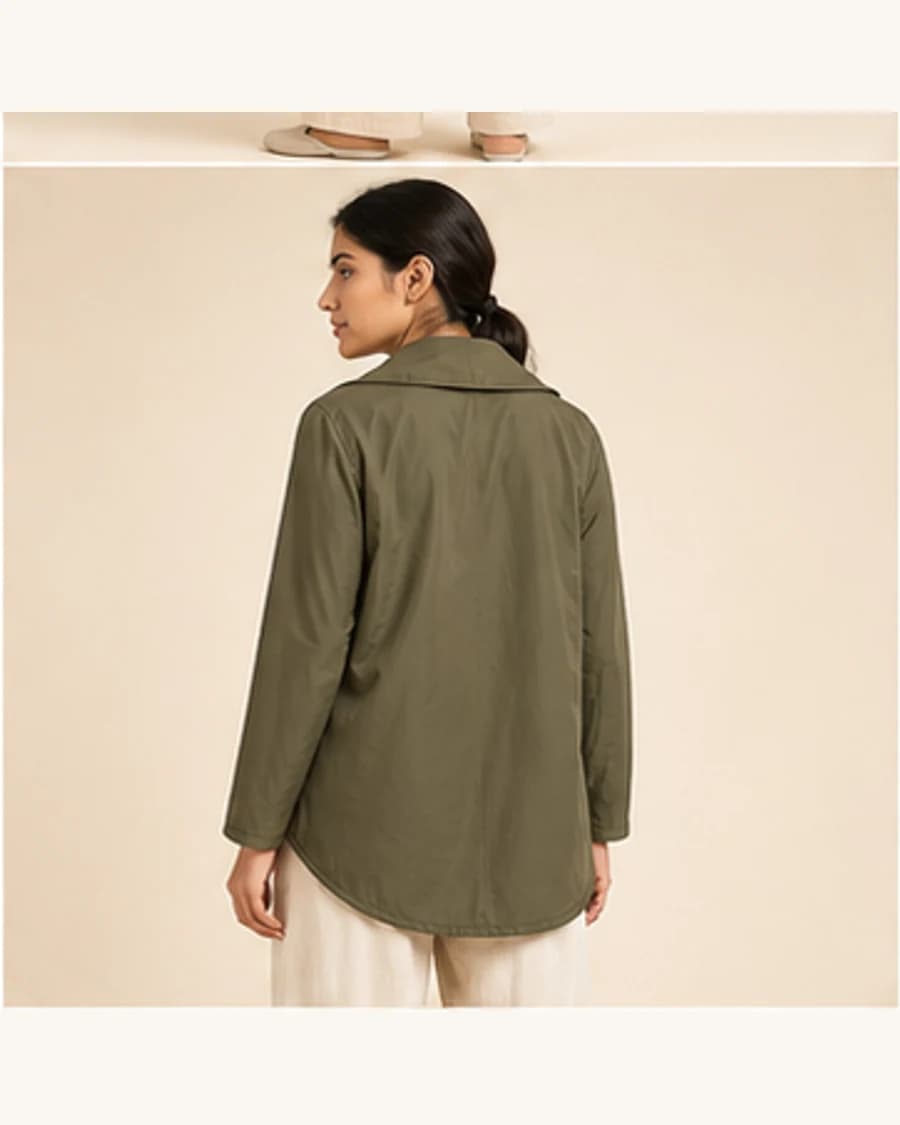 Citylight Shawl Layer: three-quarter styling view