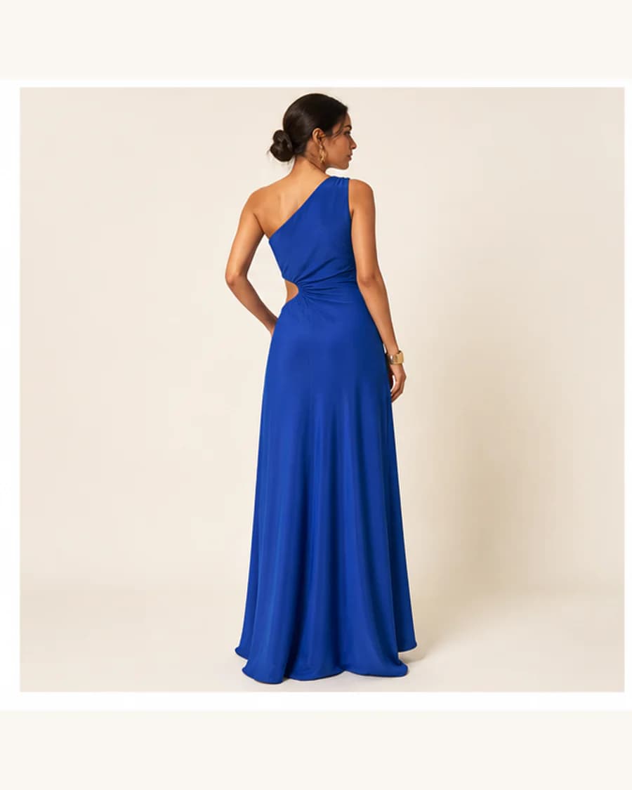 Cobalt Riviera Maxi Dress in Cobalt: three-quarter styling view