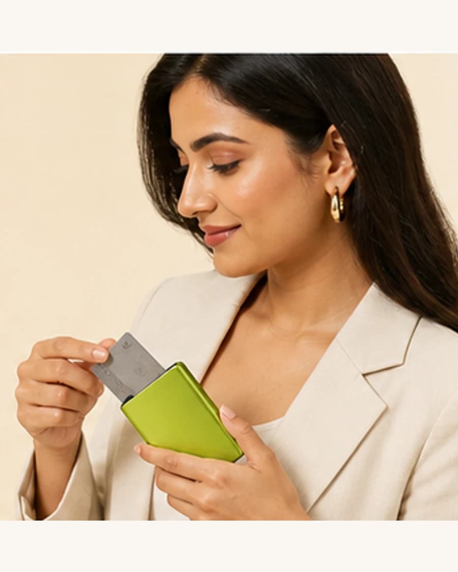 Colour Pop Card Wallet: three-quarter styling view
