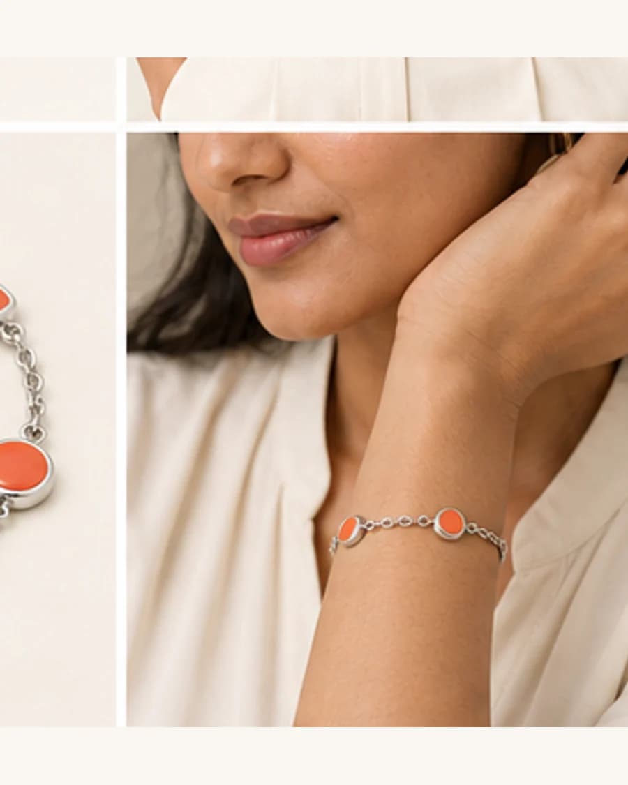 Colour Pop Charm Bracelet: front styling view on an adult Indian model