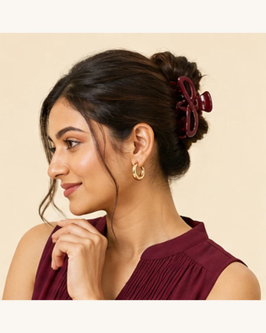 Colour Pop Hair Clip Set: front styling view on an adult Indian model