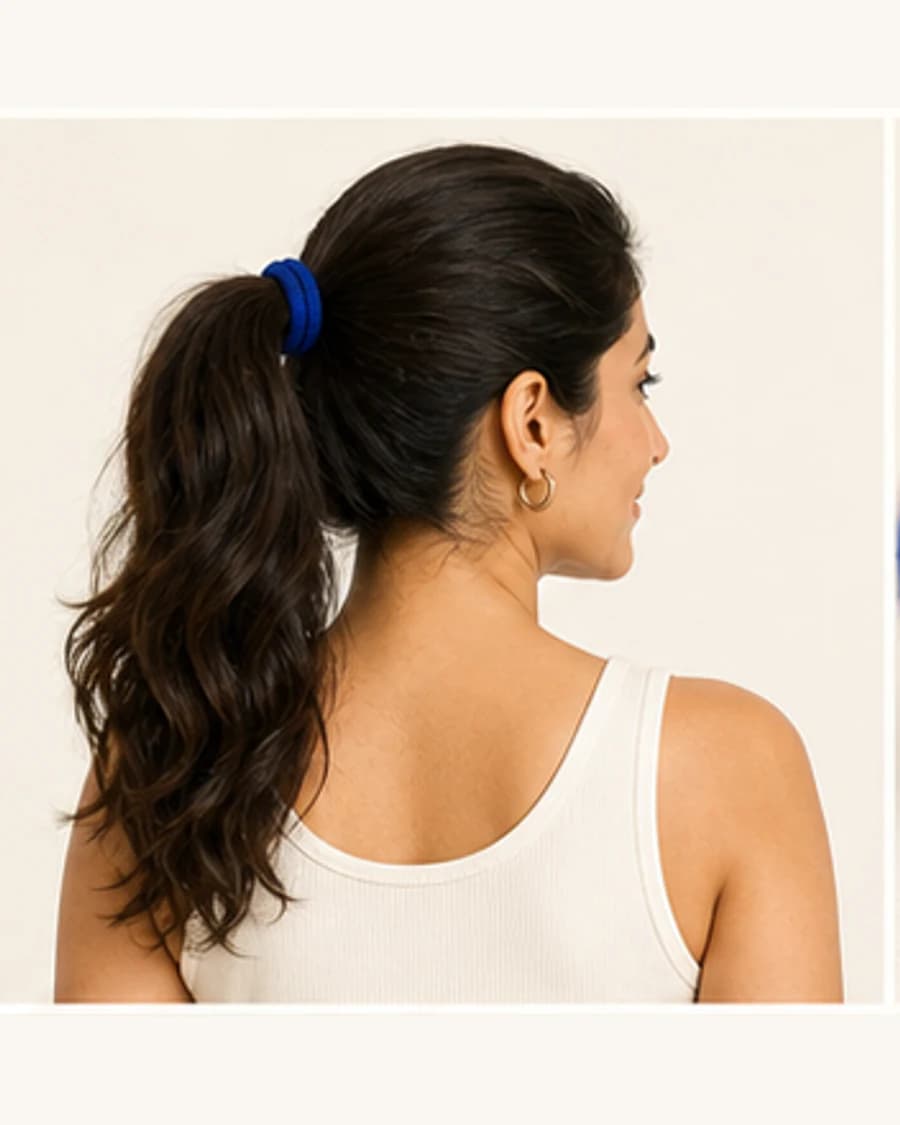Colour Pop Hair Tie Pair: three-quarter styling view