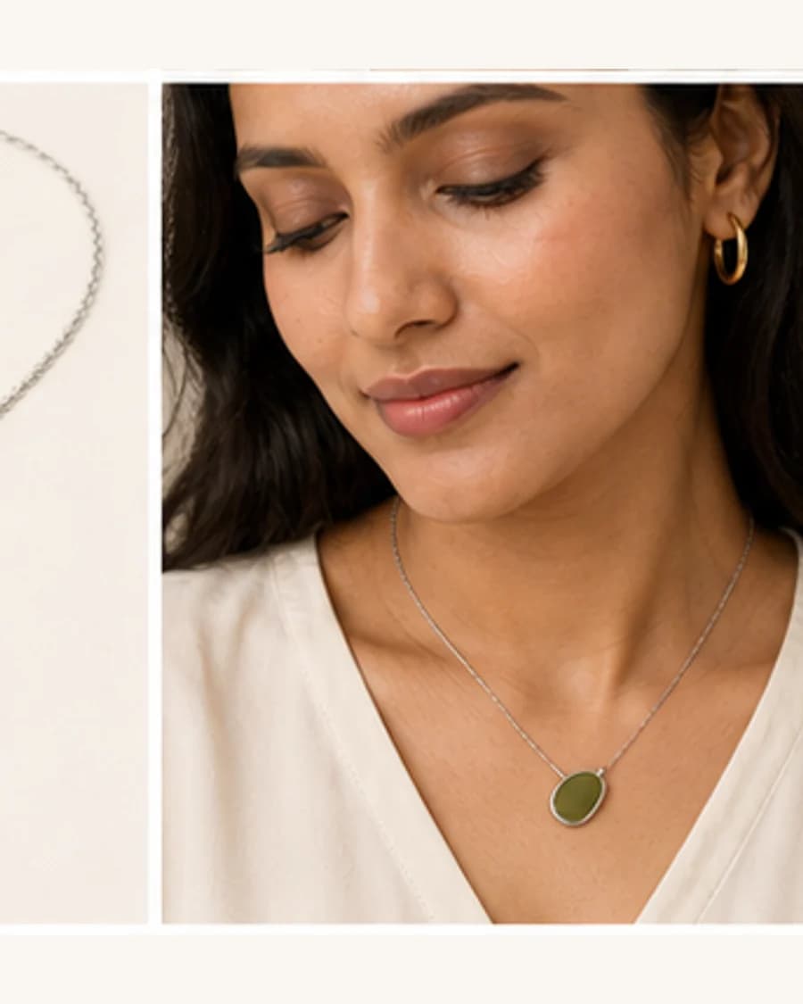 Colour Pop Pendant Necklace: front styling view on an adult Indian model