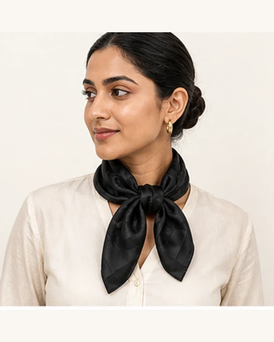 Colour Pop Silk Touch Scarf: front styling view on an adult Indian model