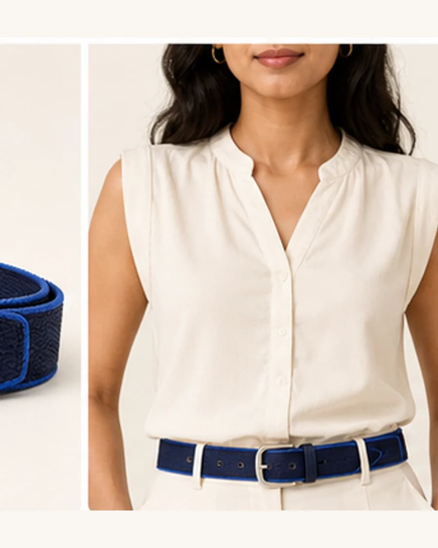 Colour Pop Slim Belt: front styling view on an adult Indian model