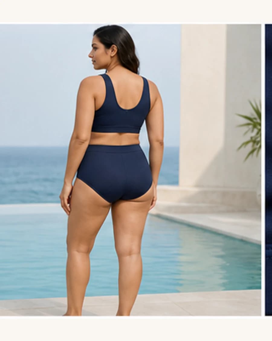 Coral Sport Bikini Set: three-quarter styling view