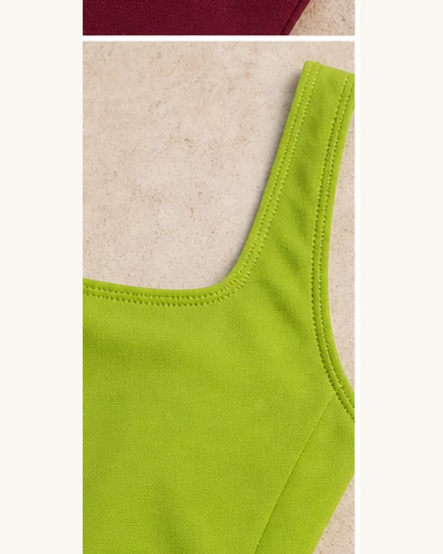 Cove Square Neck Swimsuit: close-up detail view
