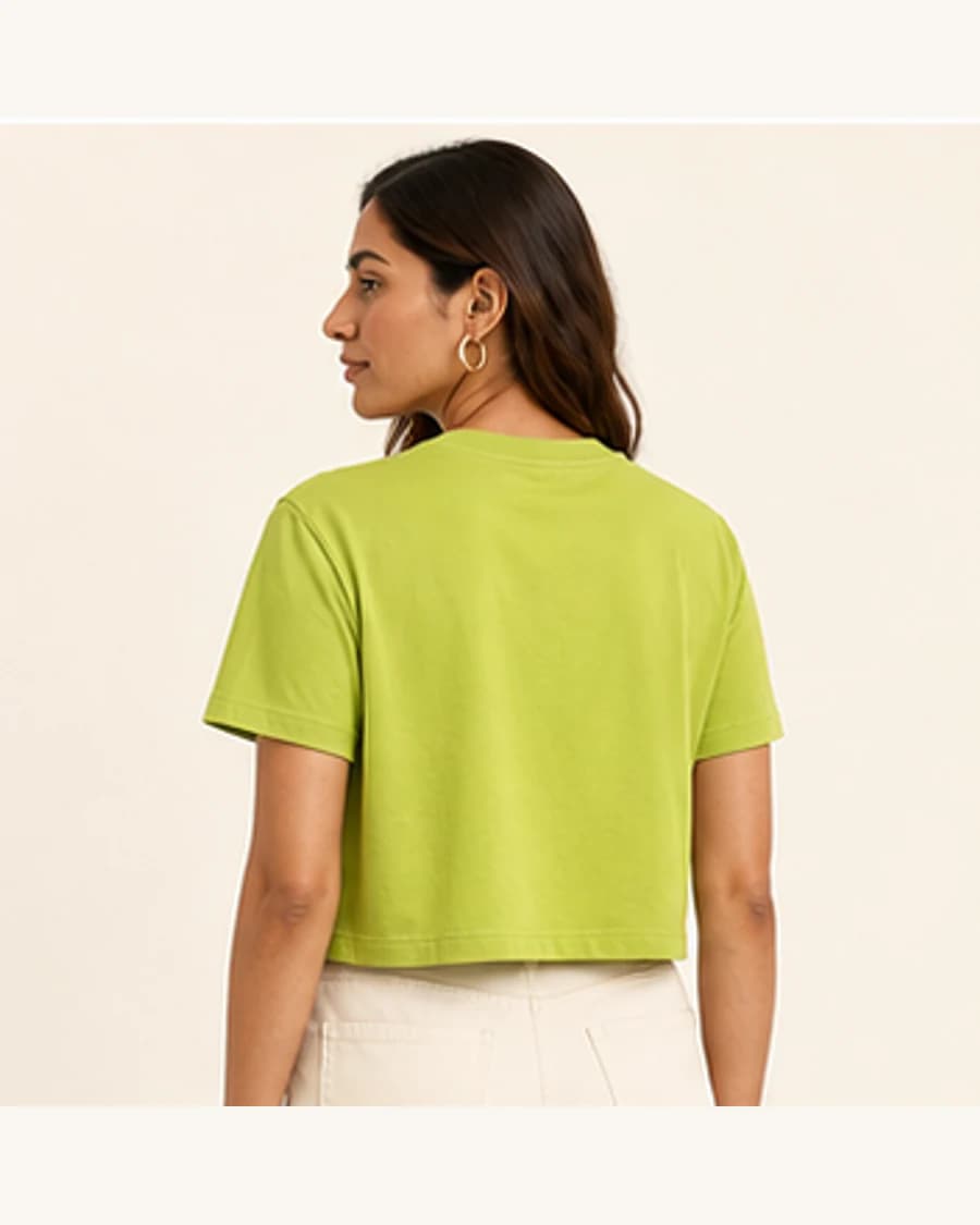 Cropped Box Tee: three-quarter styling view