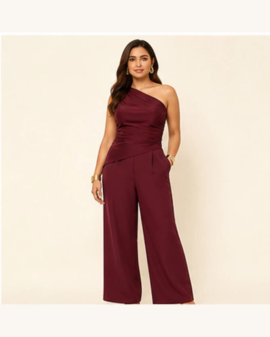 Evening Drape Set: front styling view on an adult Indian model