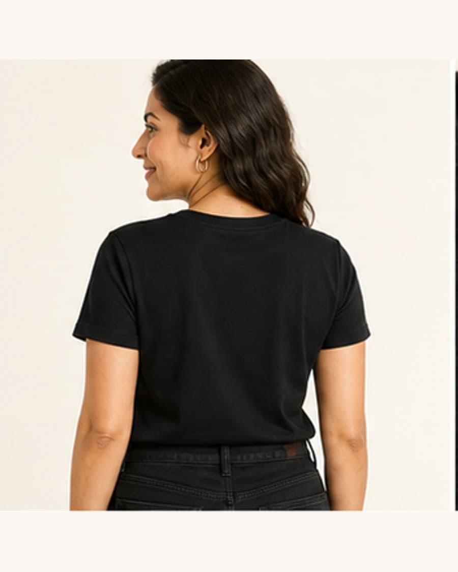 Everyday Crew Tee: three-quarter styling view