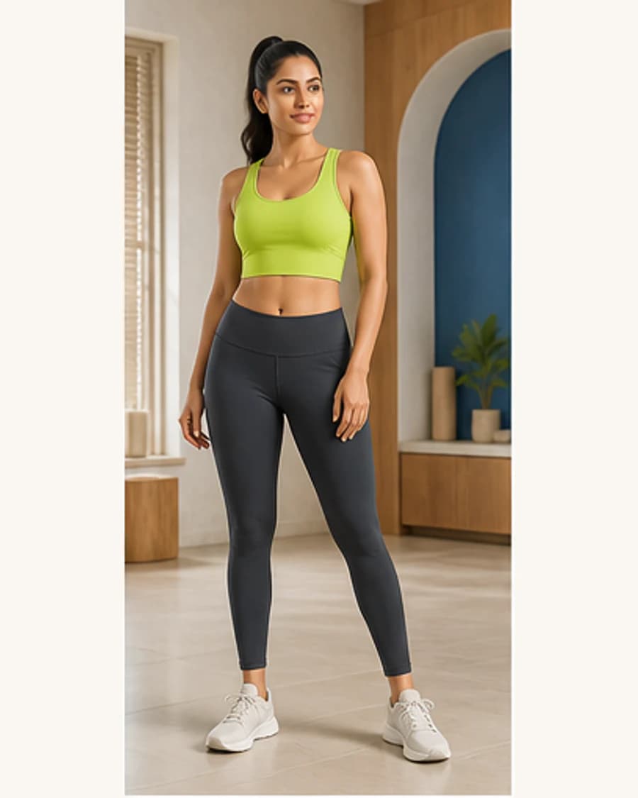 Form Studio Bra Top: front styling view on an adult Indian model
