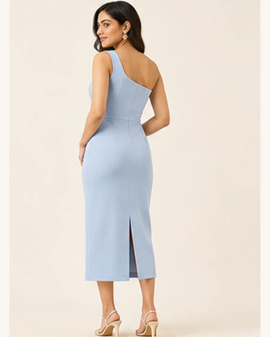 Gallery Corsage Midi Dress: three-quarter styling view