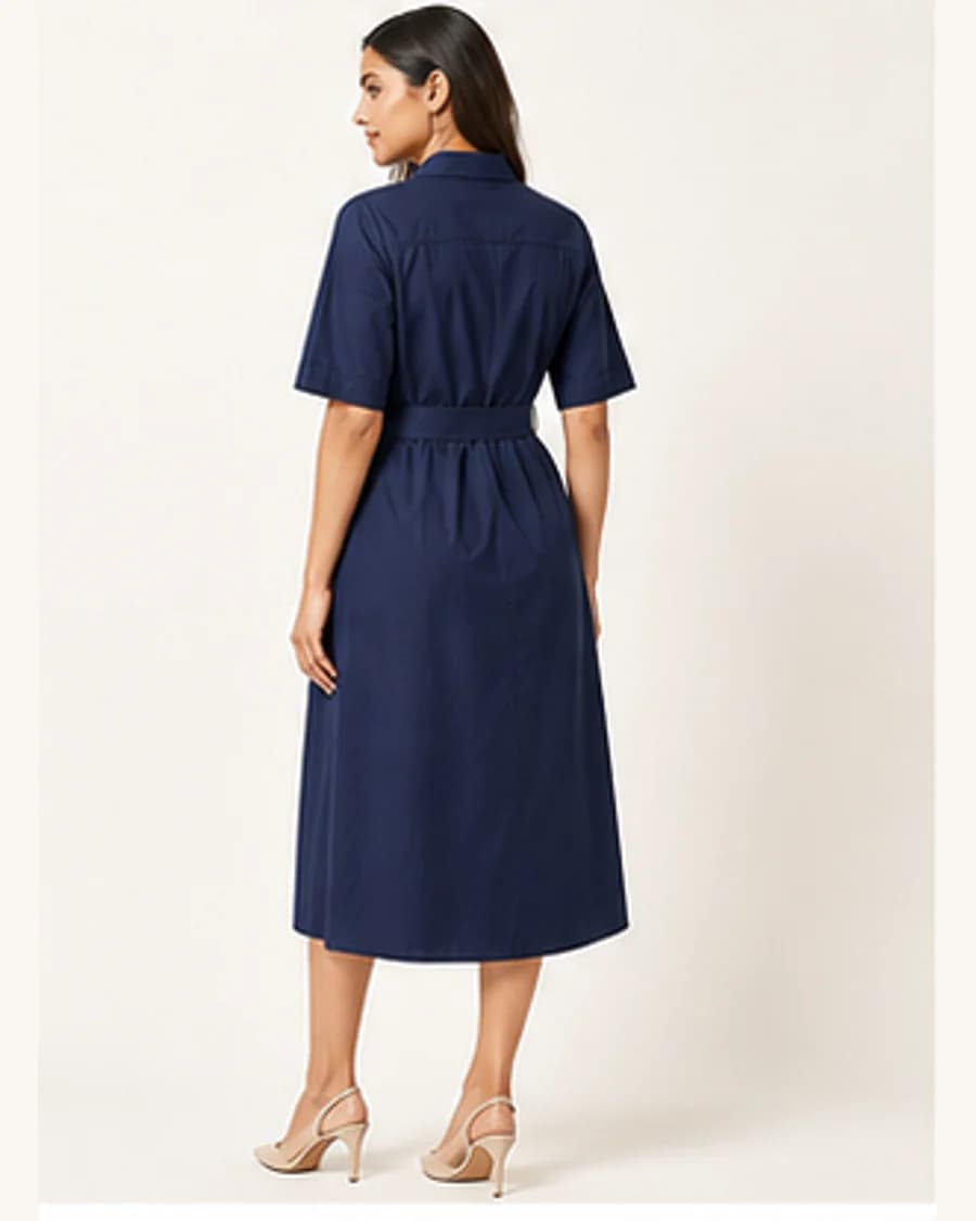 Gallery Shirt Dress: three-quarter styling view