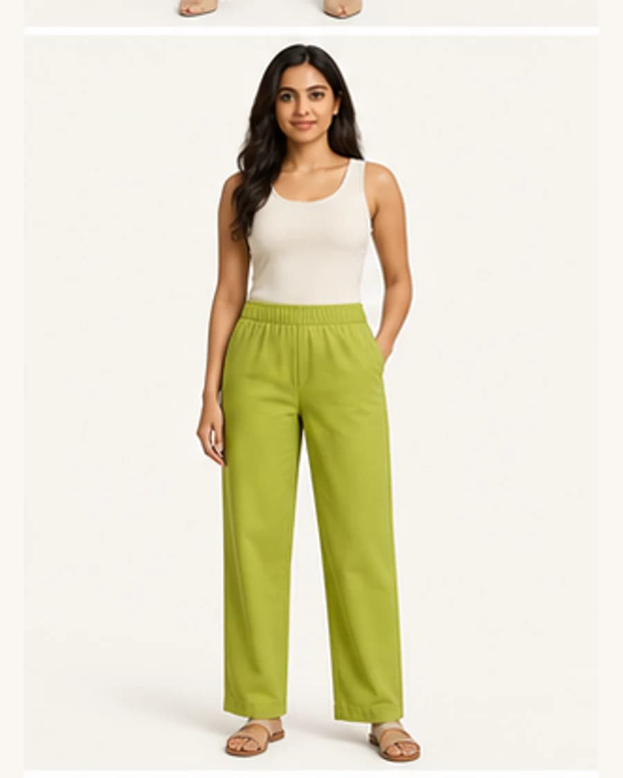 Harbour Pull On Pant: front styling view on an adult Indian model