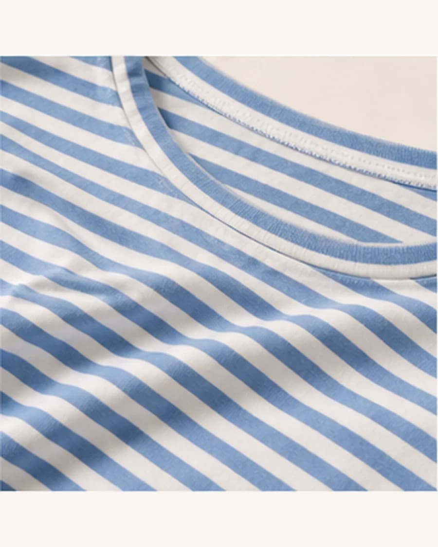 Harbour Stripe Crew Top: close-up detail view