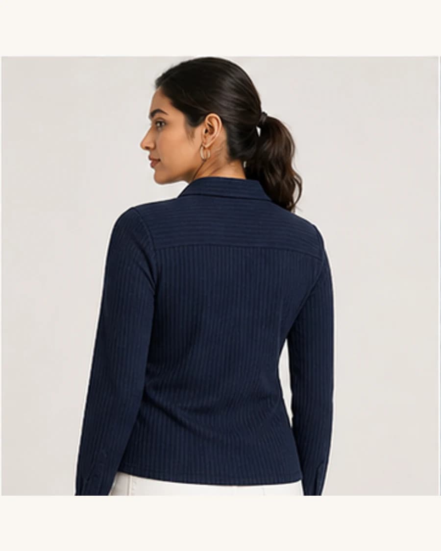 Harbour Stripe Relaxed Shirt: three-quarter styling view