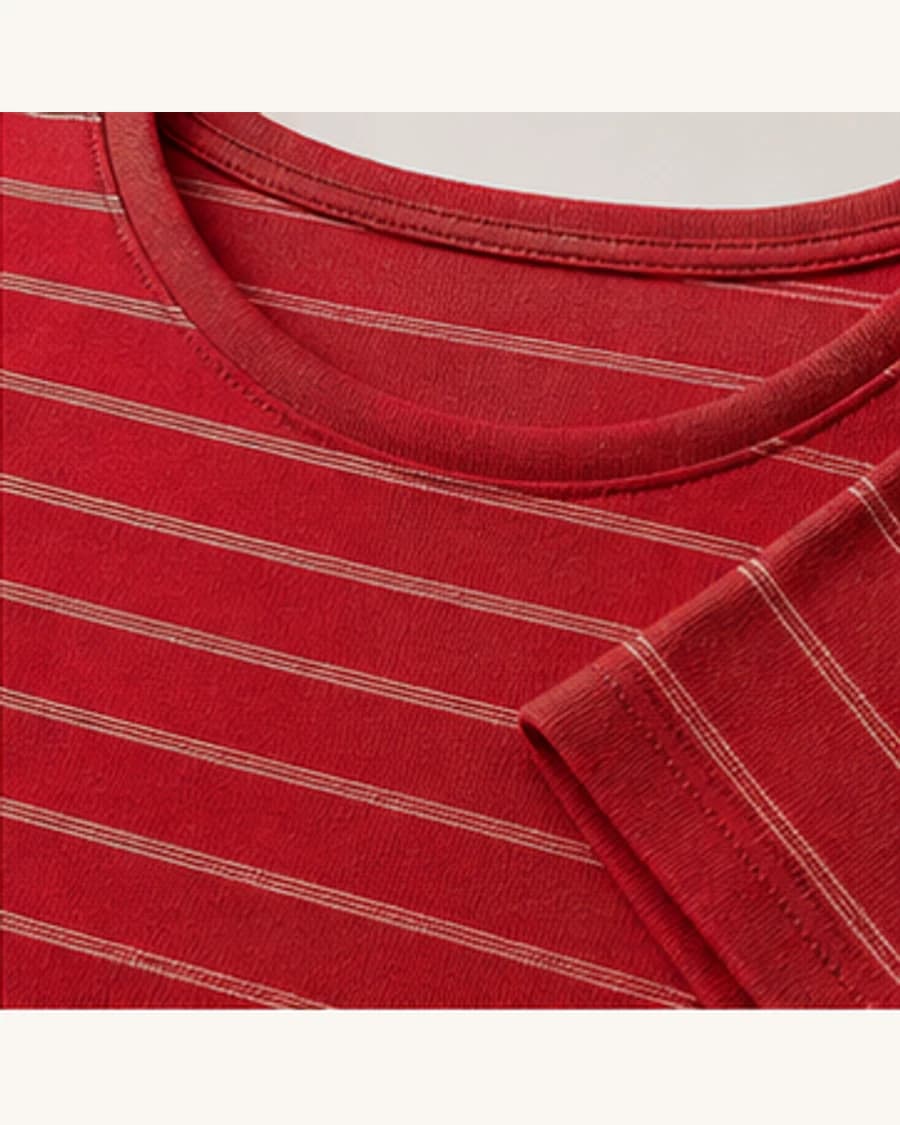 Harbour Stripe Scoop Top: close-up detail view