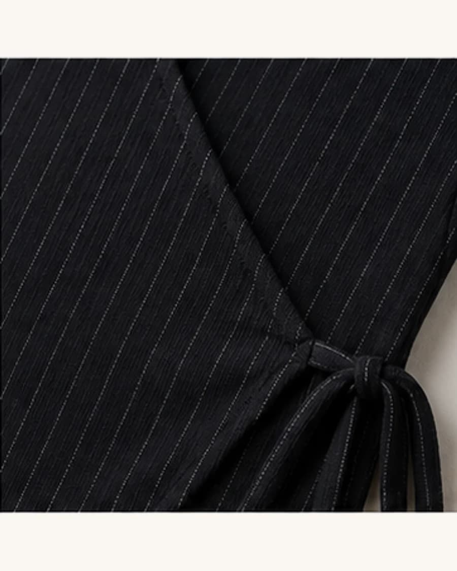 Harbour Stripe Wrap Blouse: close-up detail view