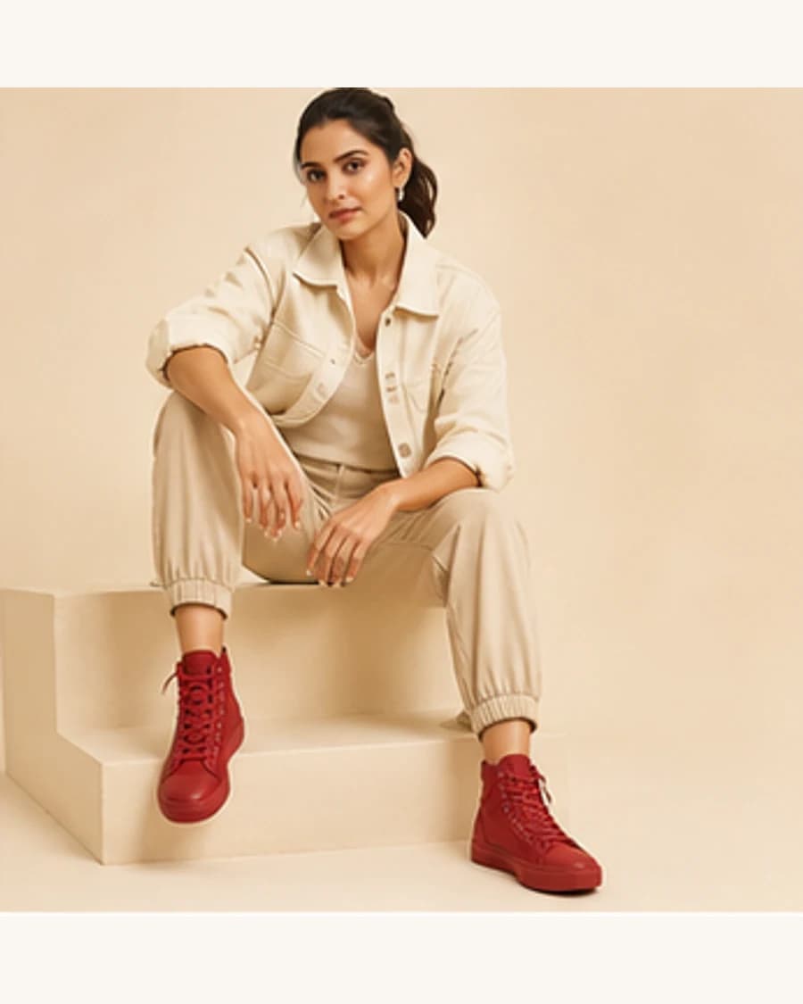 Metro Canvas High Top: front styling view on an adult Indian model