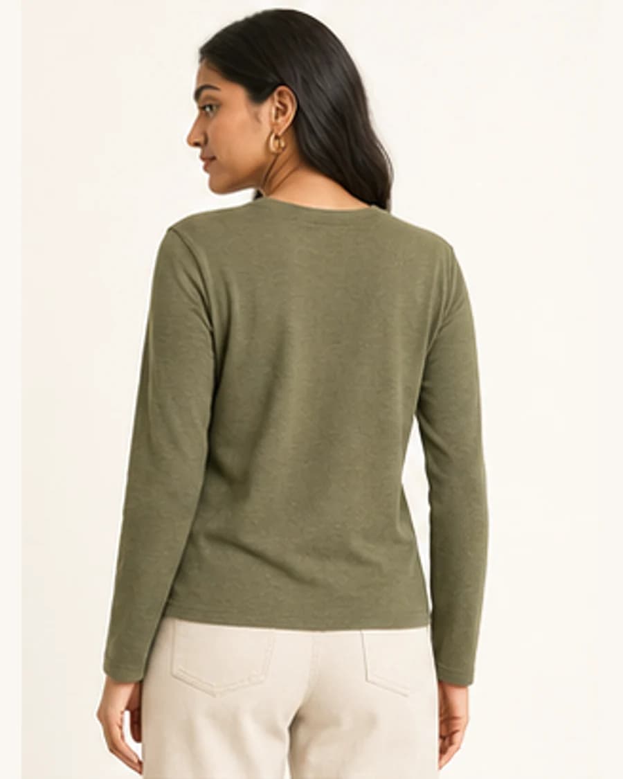 Metro Knit Long Sleeve Tee: three-quarter styling view