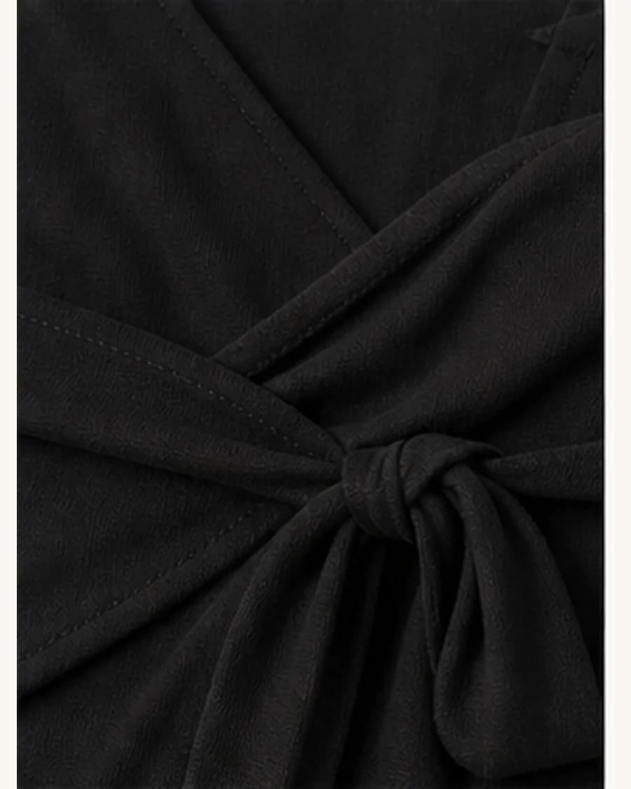 Metro Knit Wrap Blouse: close-up detail view