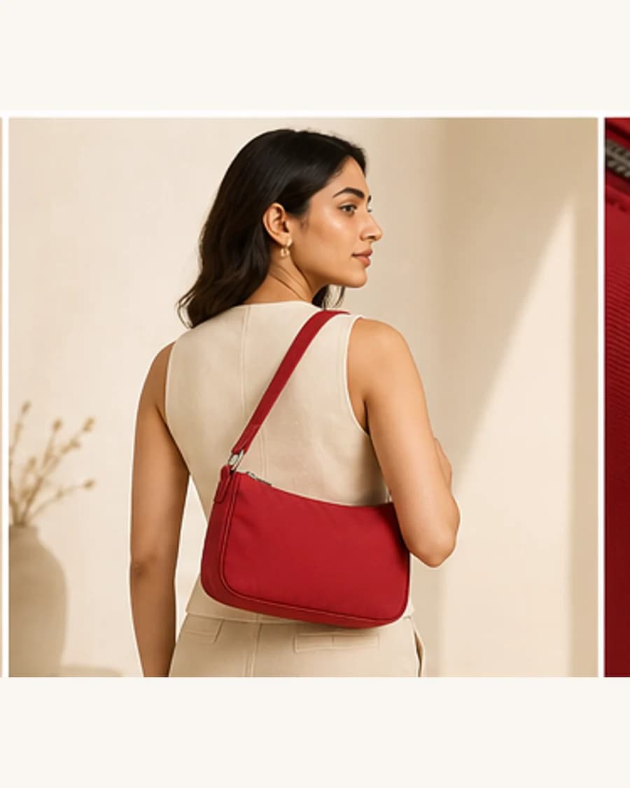 Metro Shoulder Bag: three-quarter styling view
