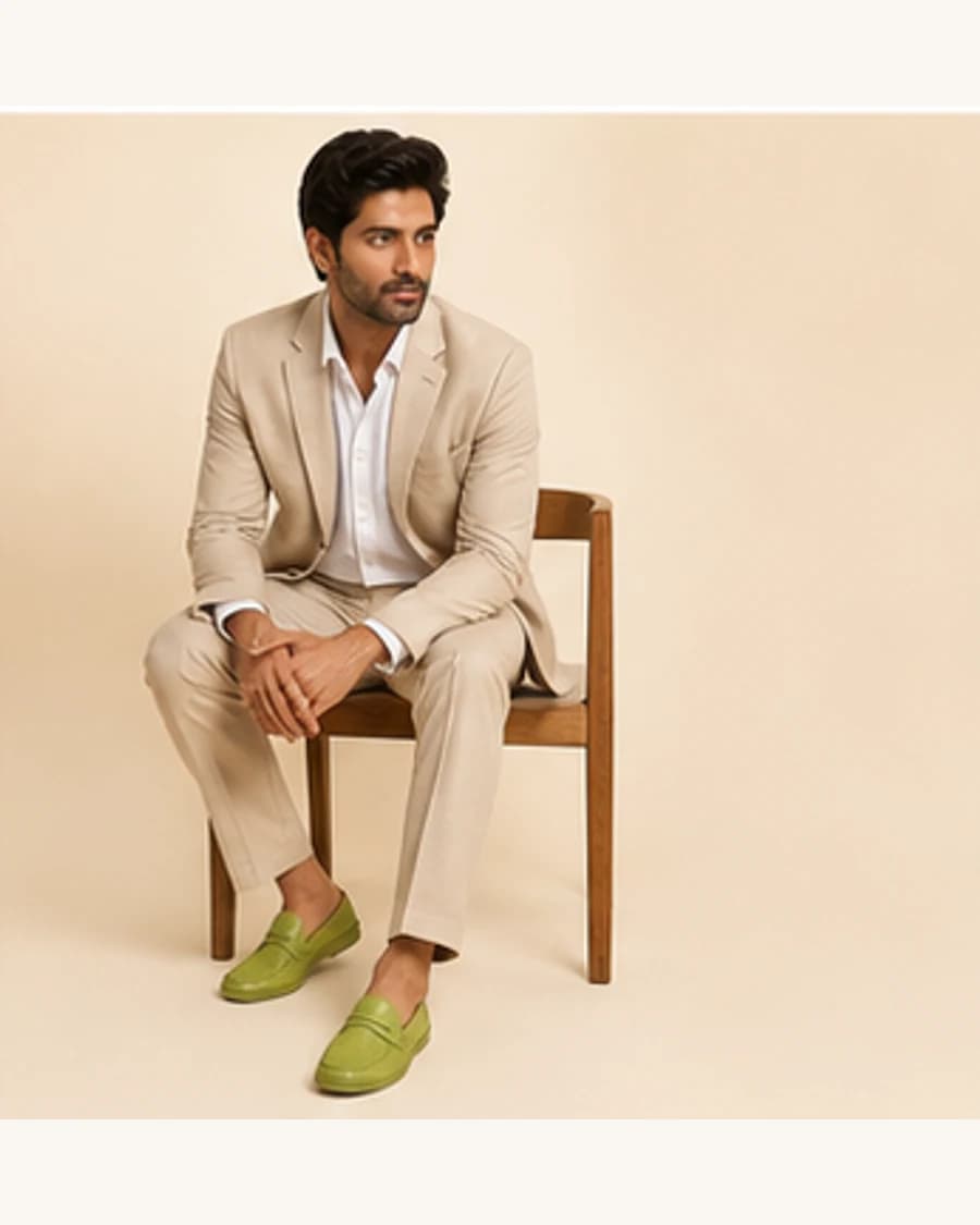 Metro Woven Loafer: front styling view on an adult Indian model