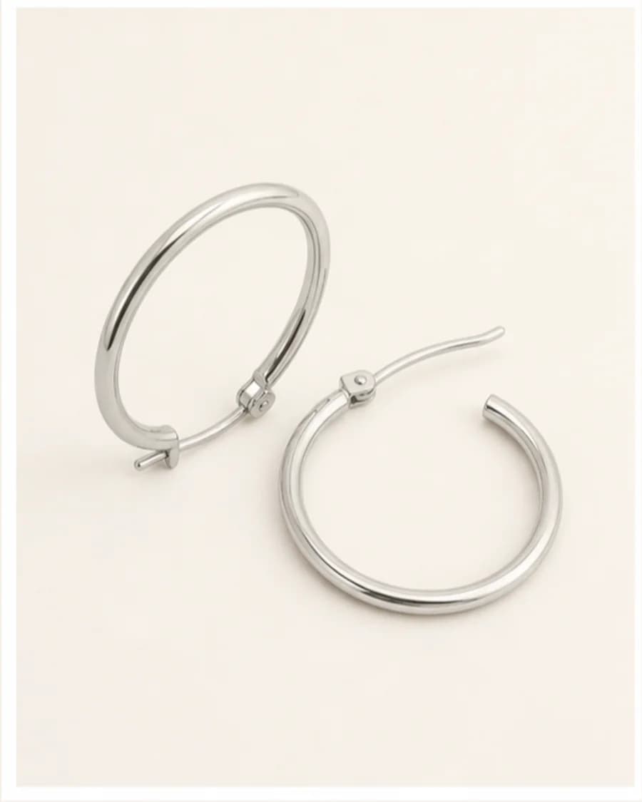 Minimal Hoop Earrings: three-quarter styling view