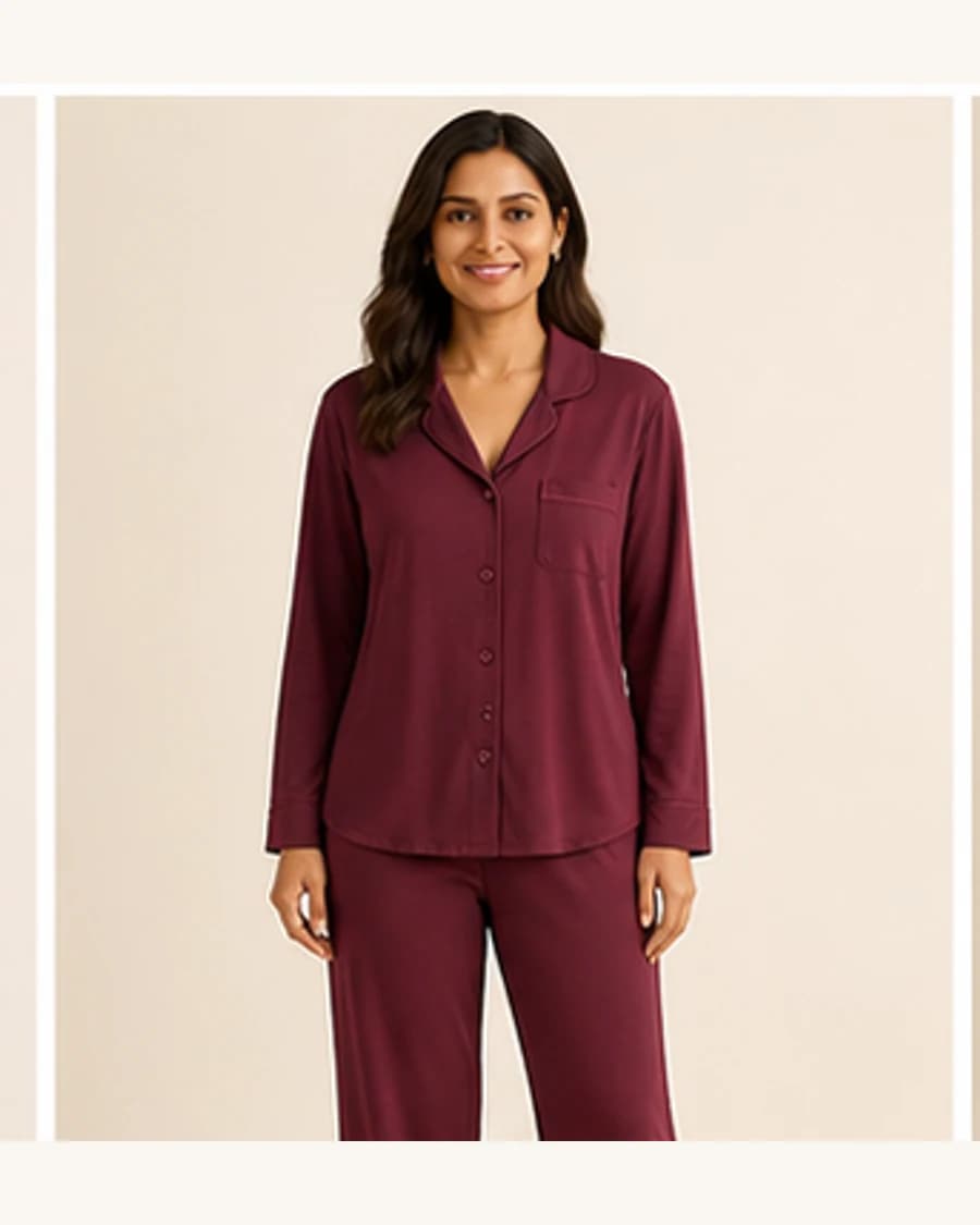 Moon Lounge Shirt: front styling view on an adult Indian model