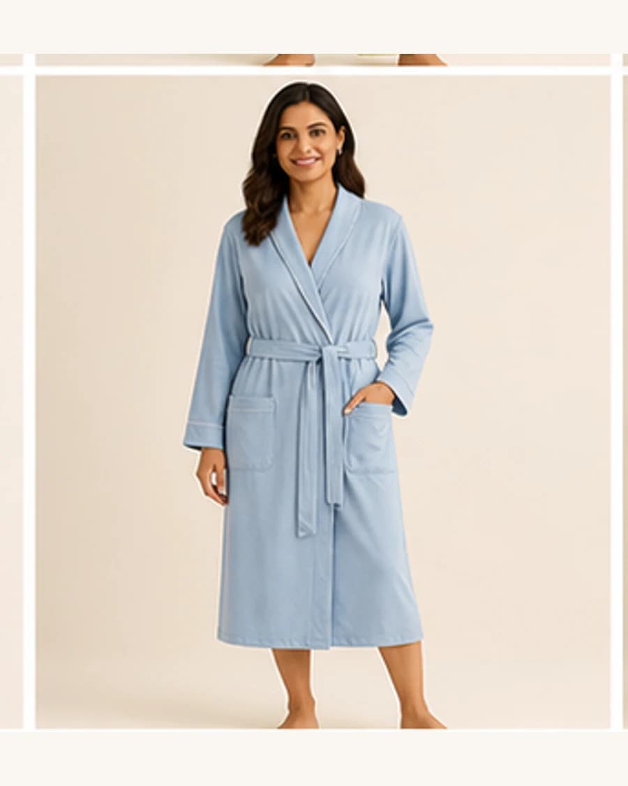 Moon Soft Robe: front styling view on an adult Indian model