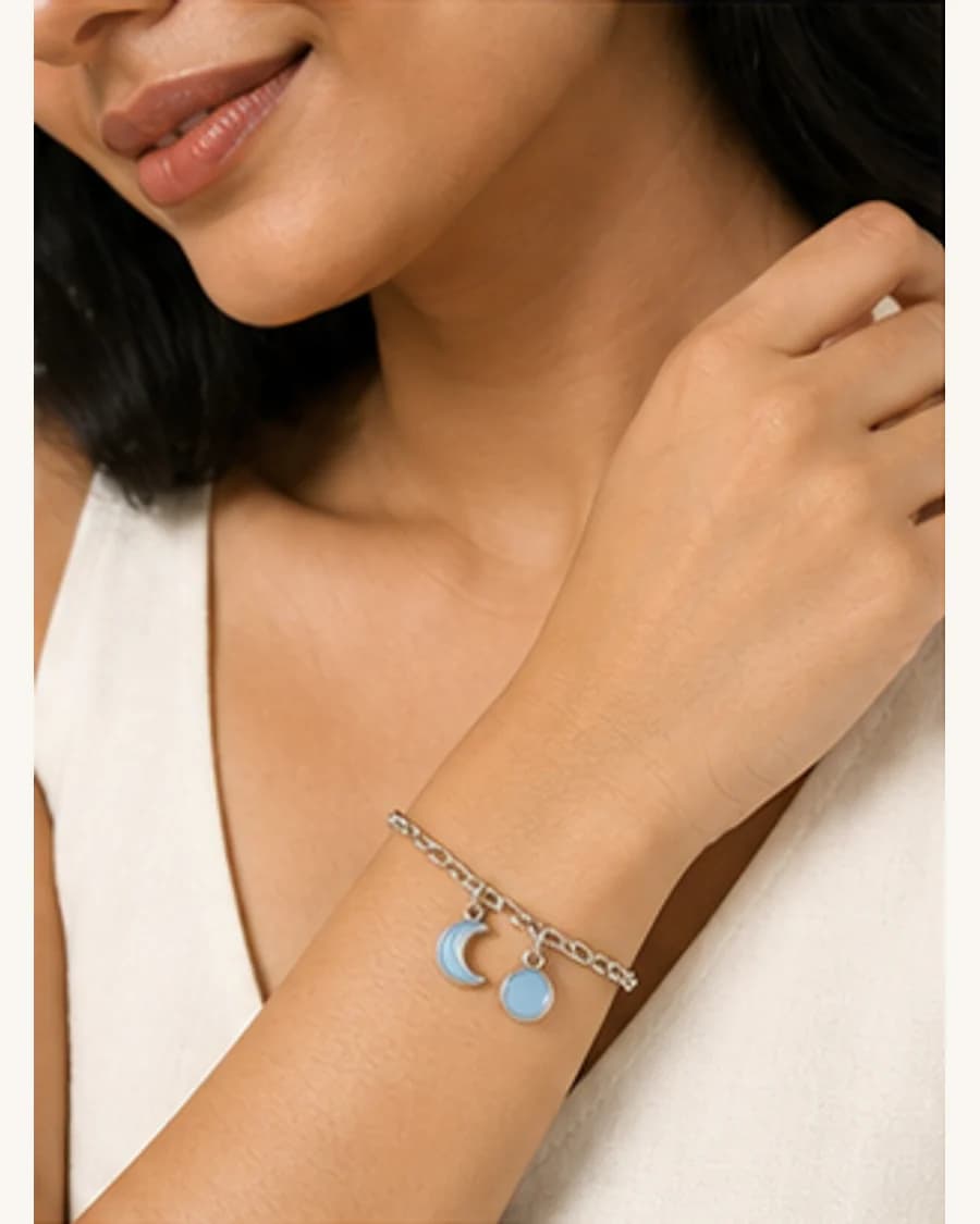 Moonlit Charm Bracelet: three-quarter styling view