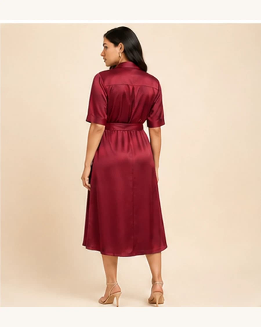 Moonlit Shirt Dress: three-quarter styling view