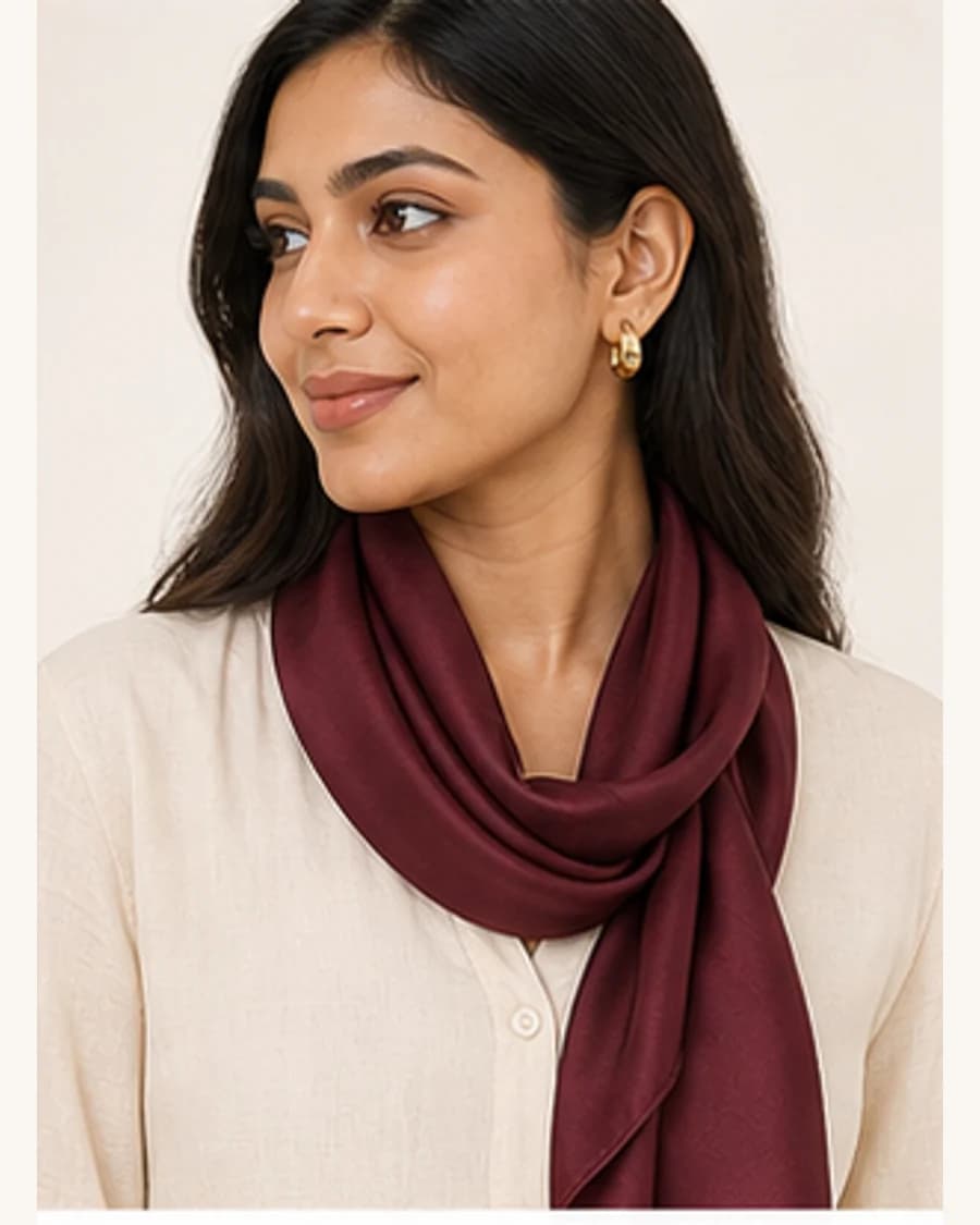 Moonlit Silk Touch Scarf: front styling view on an adult Indian model