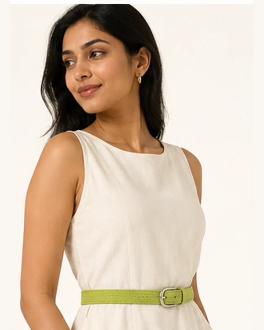 Moonlit Slim Belt: three-quarter styling view