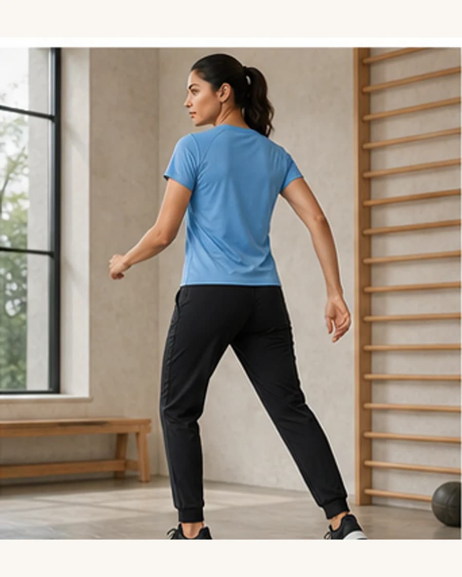 Motion Training Tee: three-quarter styling view