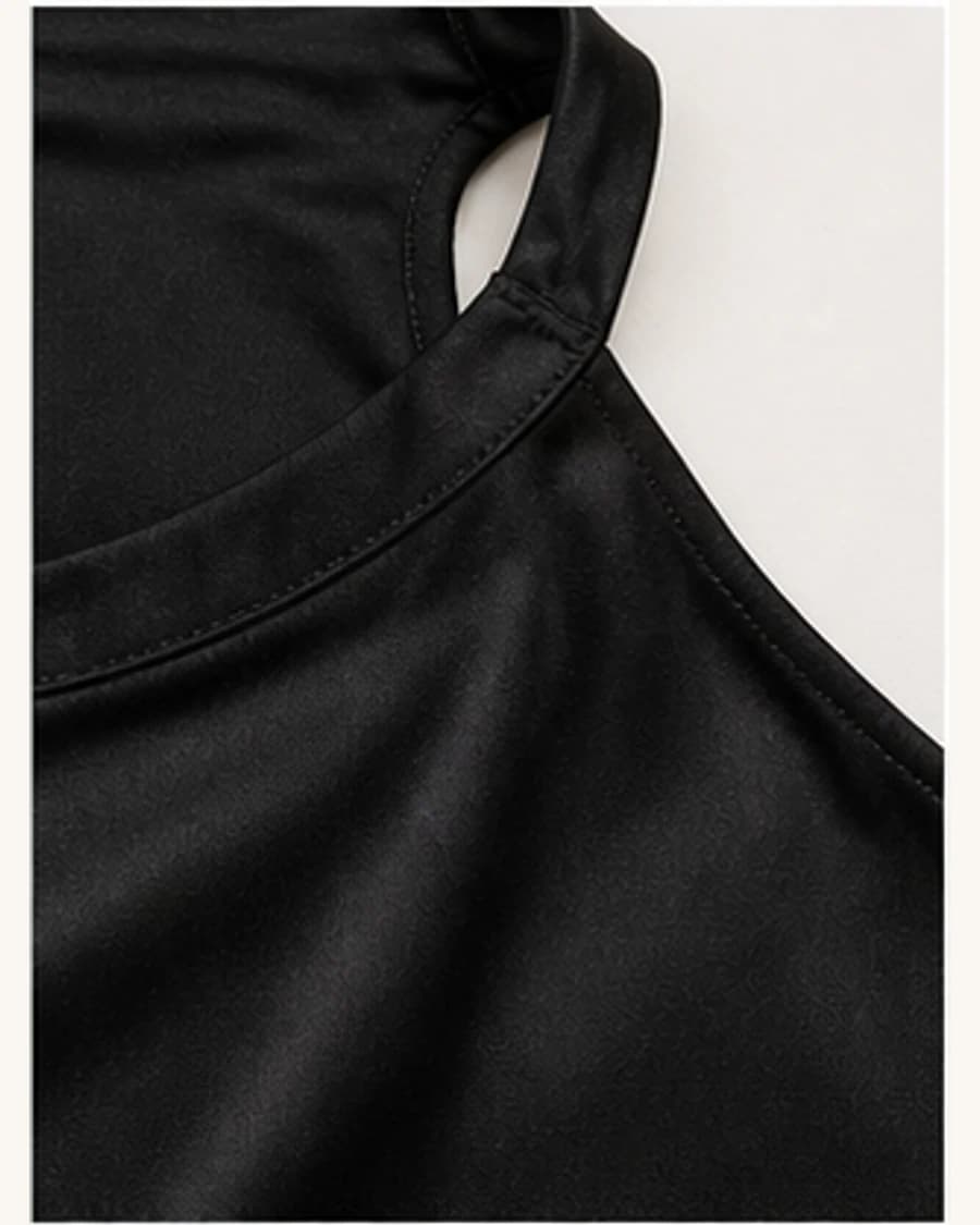 Muse Satin Halter Top: close-up detail view