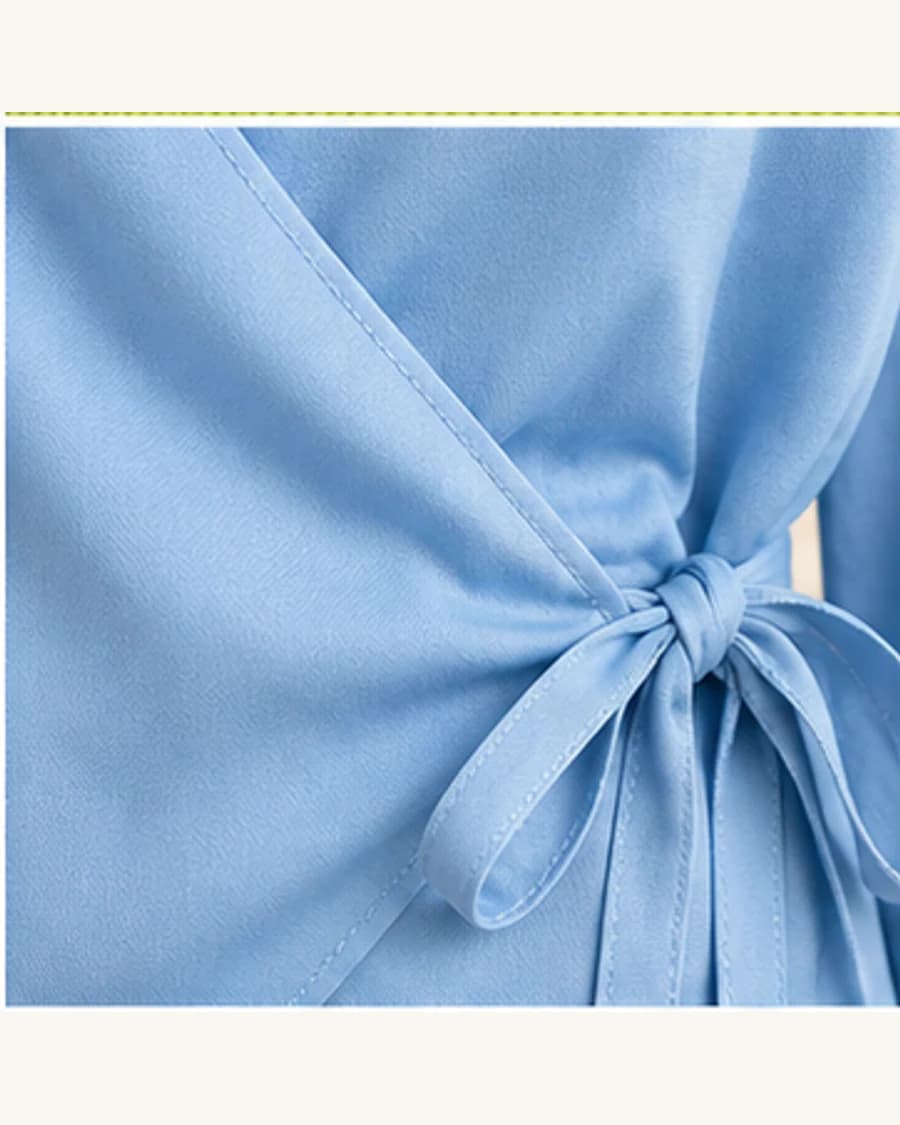 Muse Satin Wrap Blouse: close-up detail view