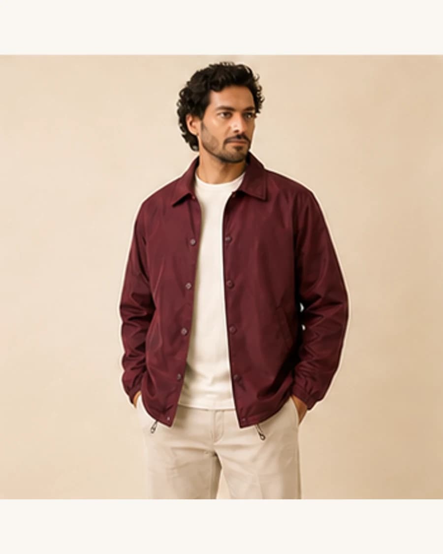 Northline Coach Jacket: front styling view on an adult Indian model