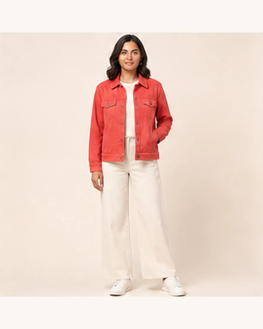 Northline Denim Layer: front styling view on an adult Indian model